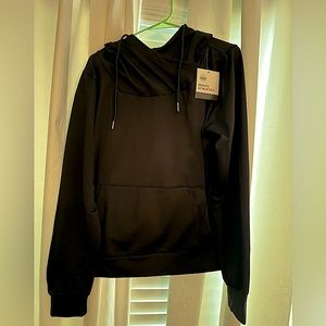Senita NWT black cowl neck hoodie - L